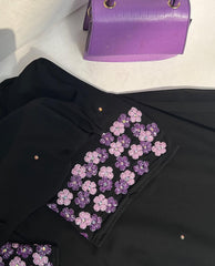 Luxury Floral Handworked Sleeves Buttoned Abaya - The Abaya Store