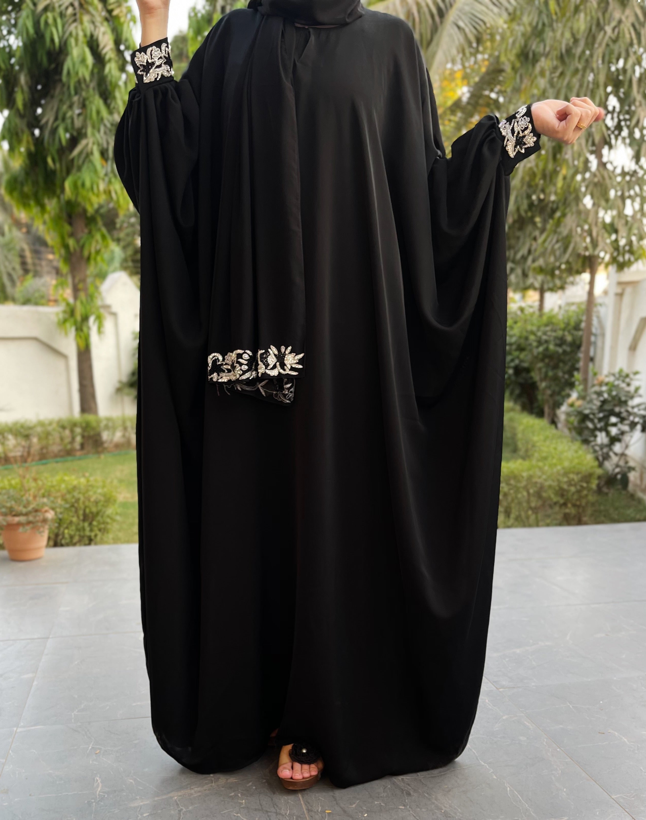 Embellished Cuffed Sleeves Bisht Abaya - The Abaya Store