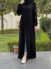 Elasticated Sleeves Gold Buttoned Abaya - The Abaya Store