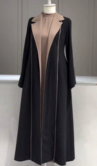 Two Piece Abaya (Black Jacket with colored Inner ) - The Abaya Store