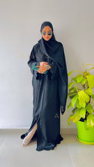 Cutwork Embroidered Buttoned Abaya with handwork details - The Abaya Store