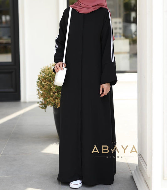 Sporty Look Basic Buttoned Abaya - The Abaya Store