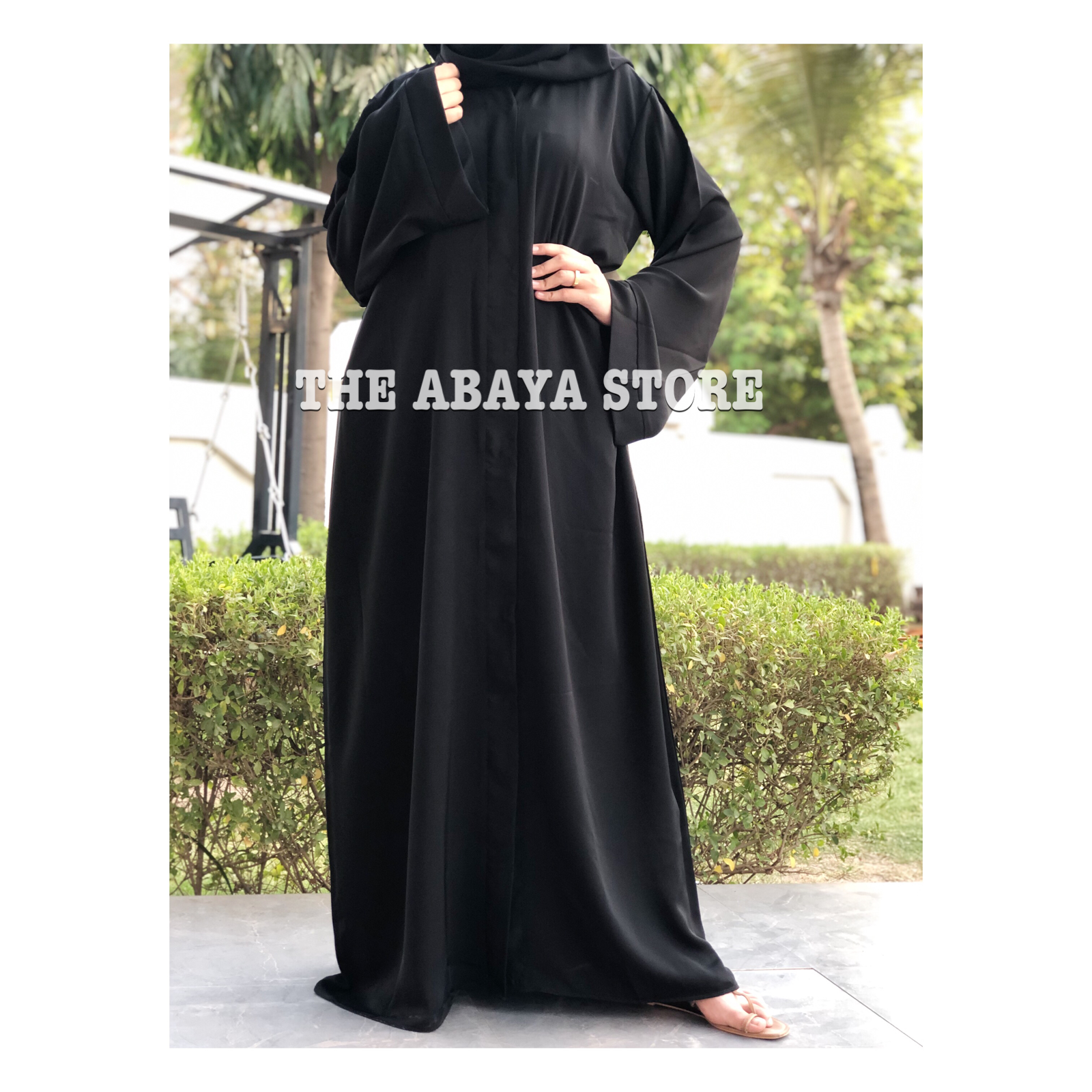 Statement Basic Buttoned Abaya - The Abaya Store