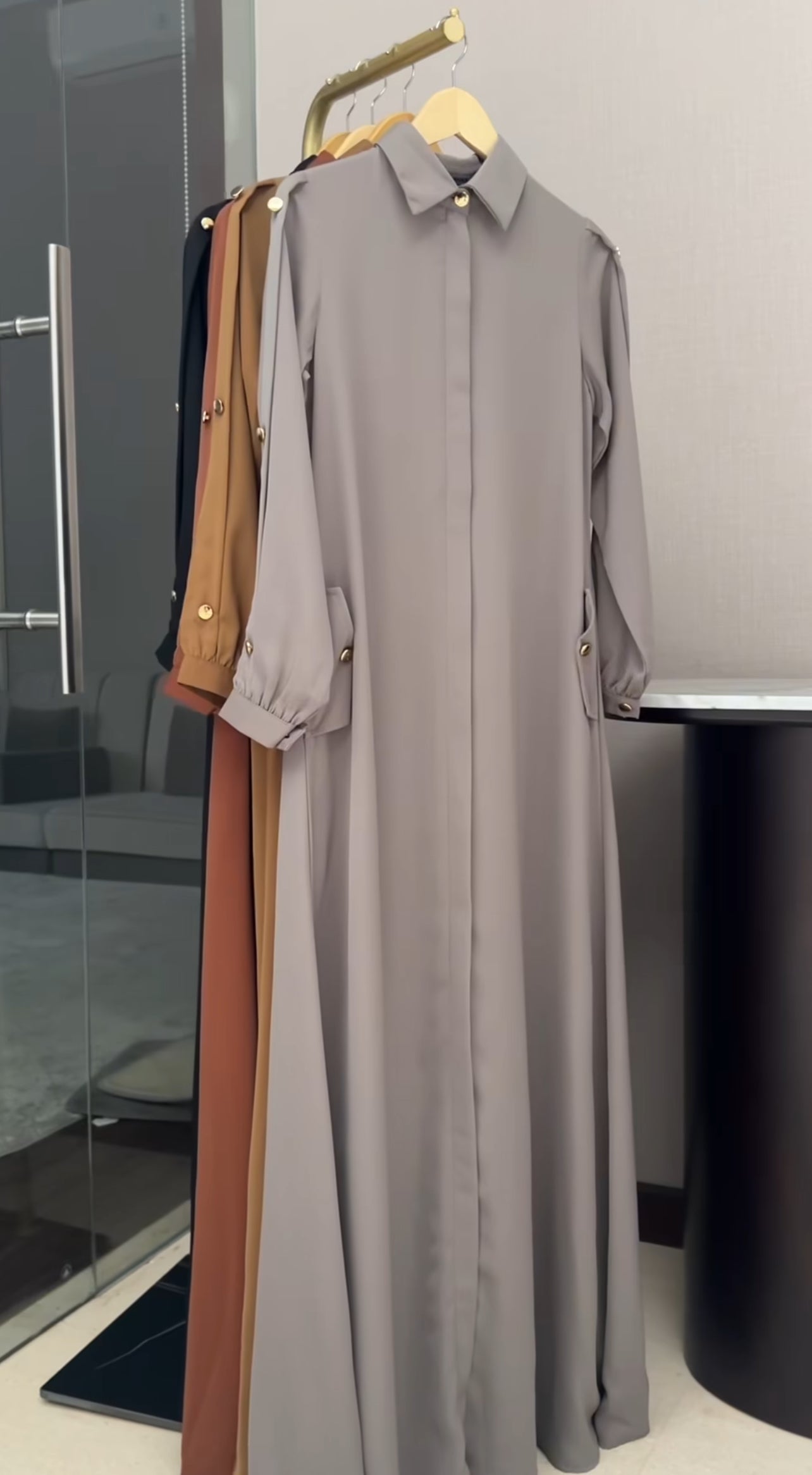 Luxe Buttoned Cuffed  Sleeves Abaya - The Abaya Store