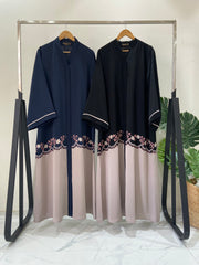 Elegant Dual - Tone Embroidered  Abaya