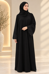 Black on black Embroidered  Abaya ( Ready to ship )