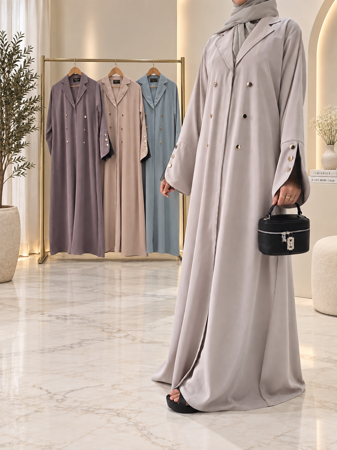 Delicate Embroidered Two Piece Abaya