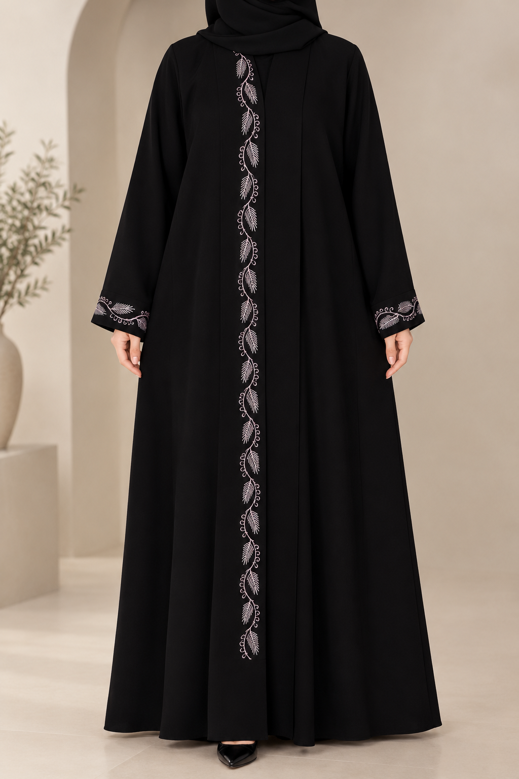 Luxury Delicate Detailed Abaya ( Ready to ship )
