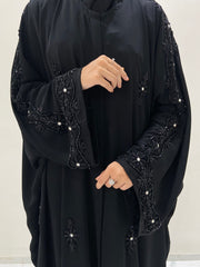 Luxury Black Floral Hand- Beaded Abaya