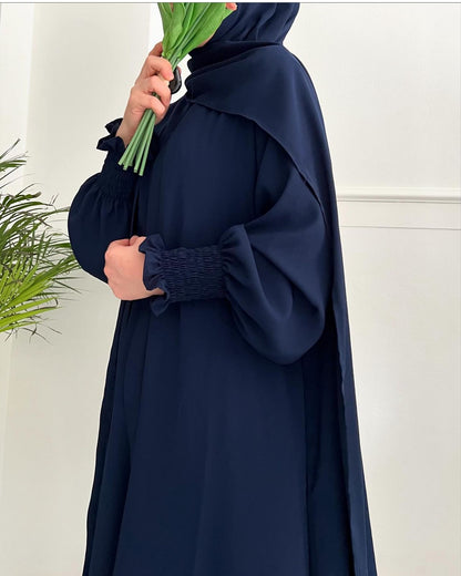 Two Piece Rutched Sleeves Abaya - The Abaya Store