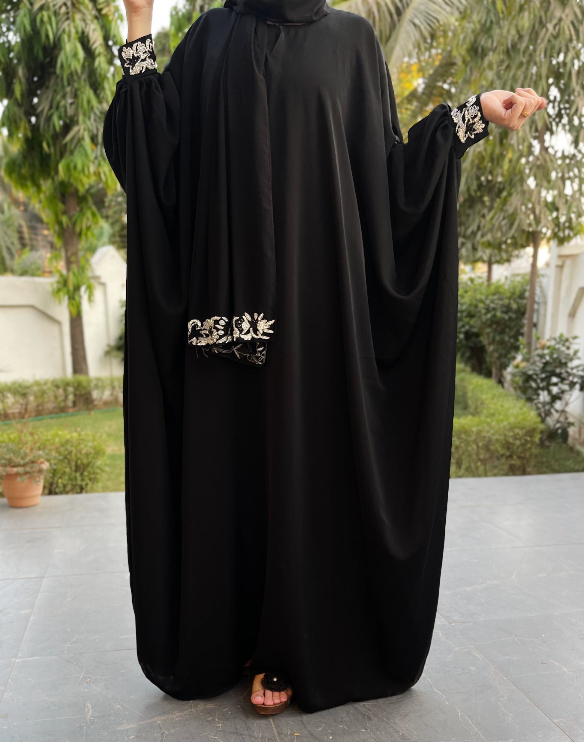 Embellished Cuffed Sleeves Bisht Abaya - The Abaya Store
