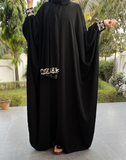 Embellished Cuffed Sleeves Bisht Abaya - The Abaya Store
