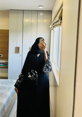 Embroidered Sleeves Buttoned Abaya - The Abaya Store