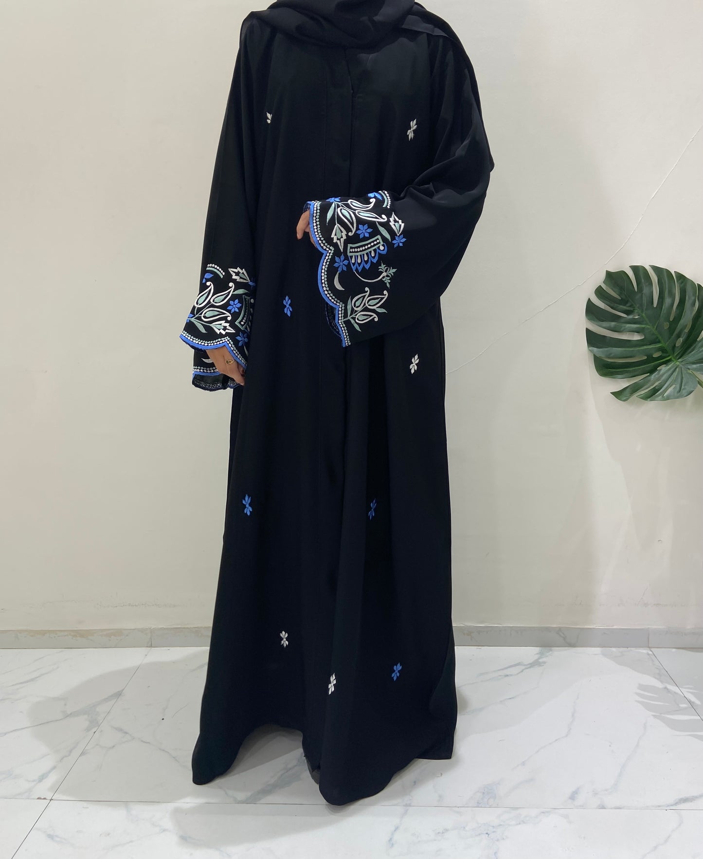 Premium Black Modest Embroidered Abaya