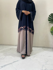 Elegant Dual - Tone Embroidered  Abaya