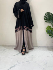 Elegant Dual - Tone Embroidered  Abaya
