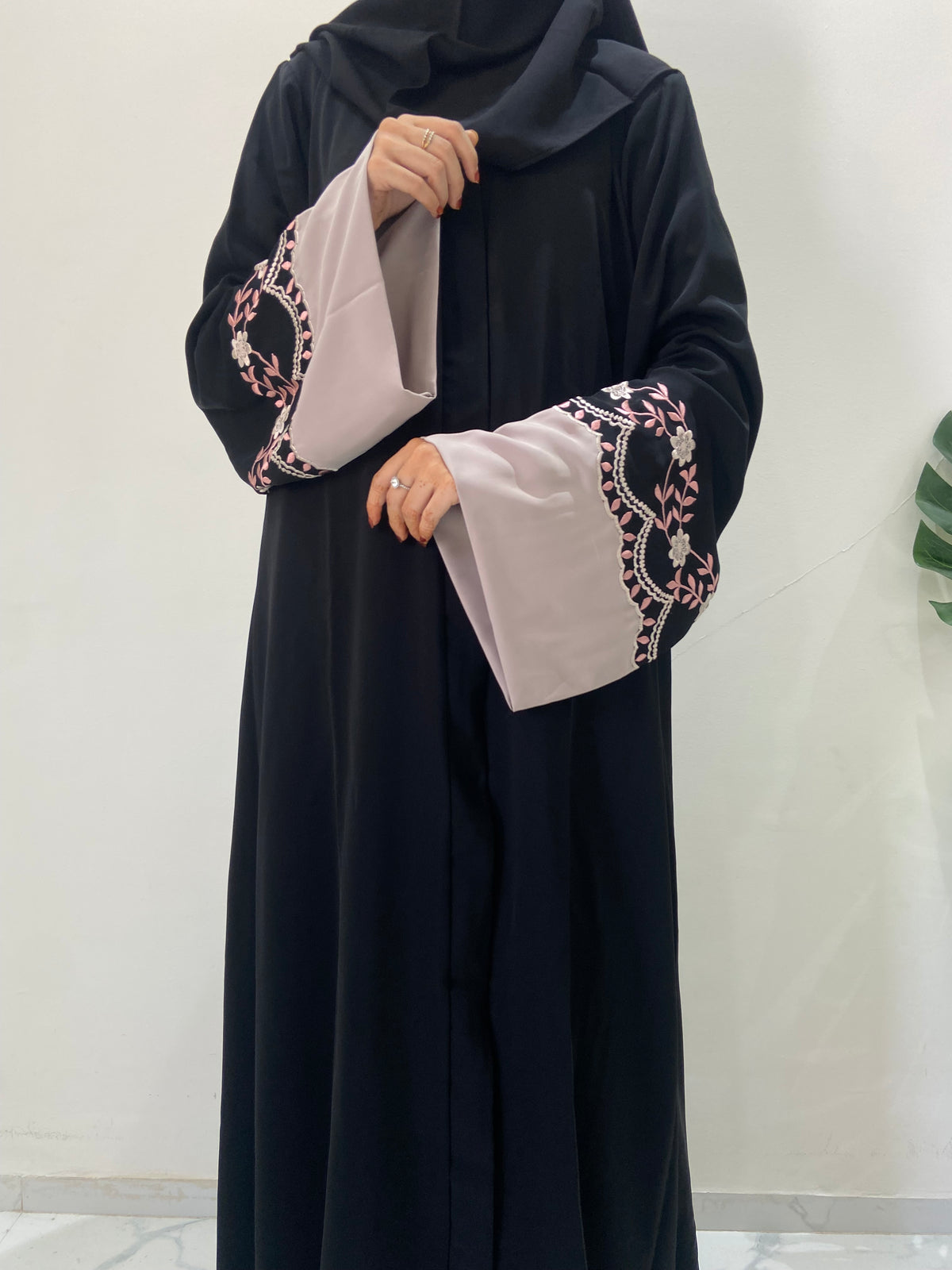 Simple minimal Embroidered Abaya