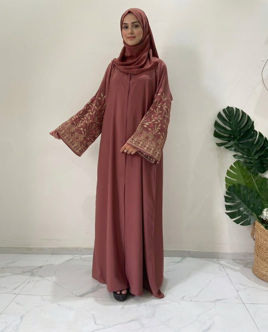 Handcrafted floral Embroidered abaya