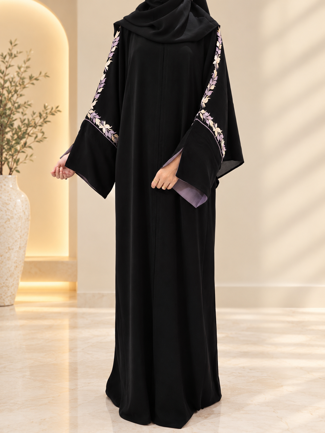 Dual tone Embroidered  Abaya ( Ready to ship )