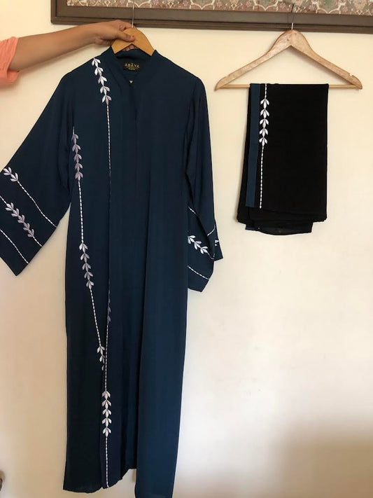 Embroidered Buttoned Kimono Abaya - The Abaya Store