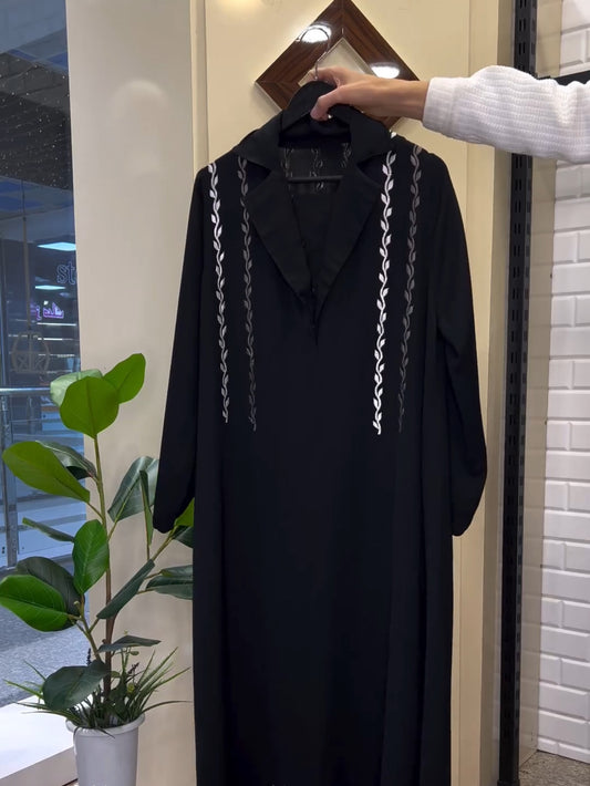 Embroidered Coat Style Abaya - The Abaya Store