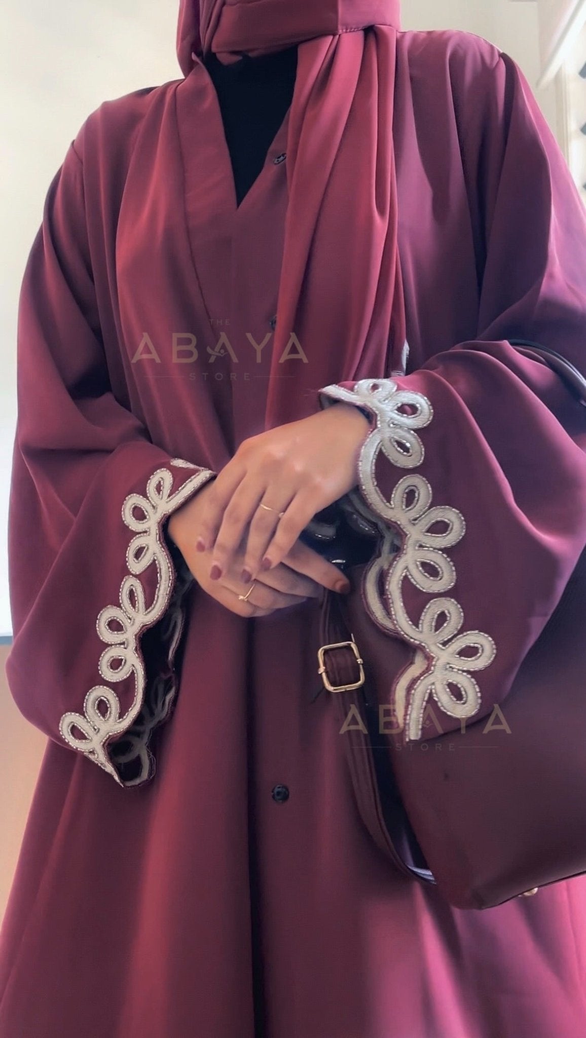 Cutwork Embroidered Buttoned Abaya with handwork details - The Abaya Store