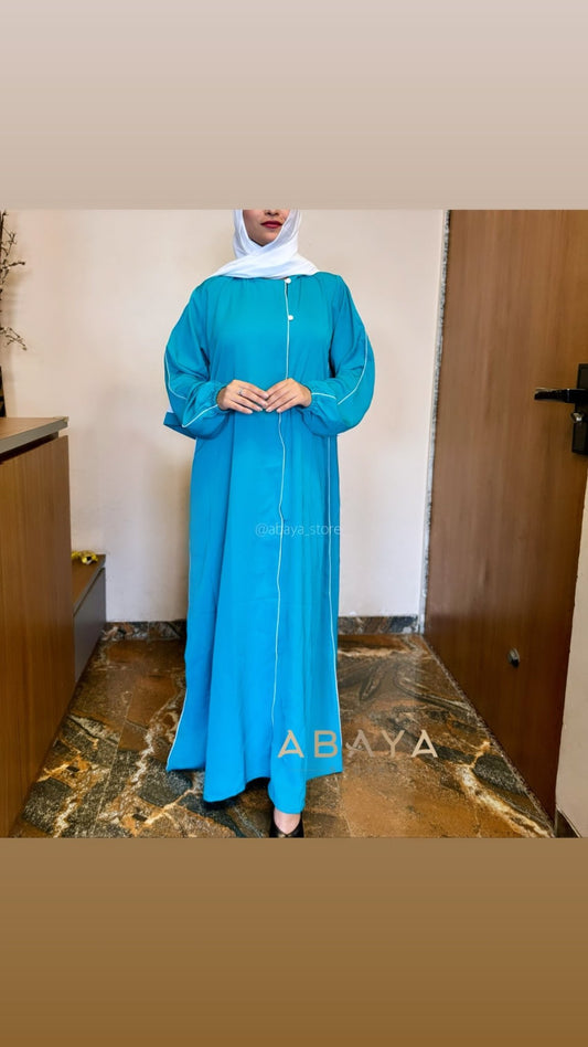 Cyan Hooded Abaya - The Abaya Store