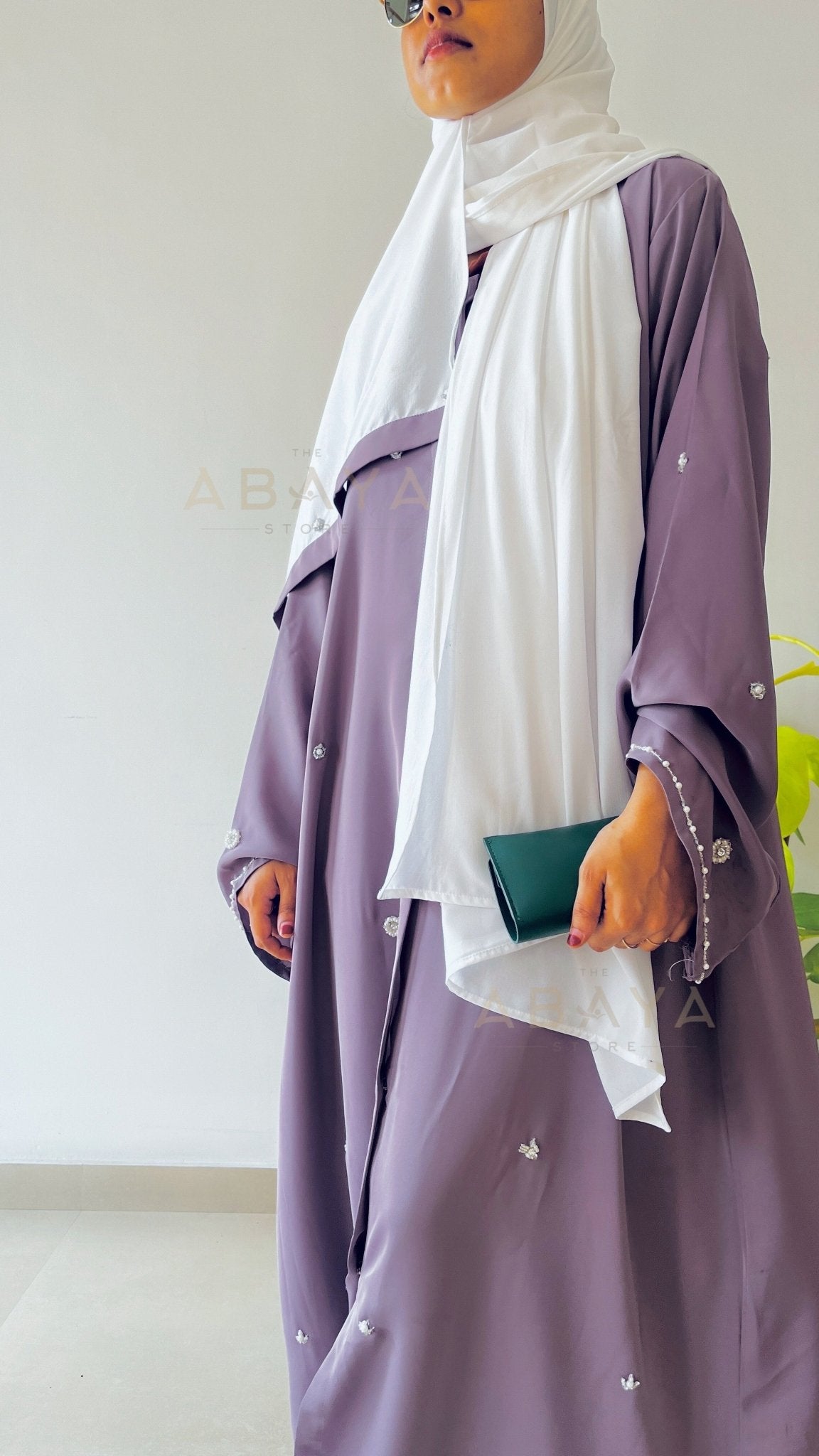 Delicately Handworked Buttoned Abaya - The Abaya Store