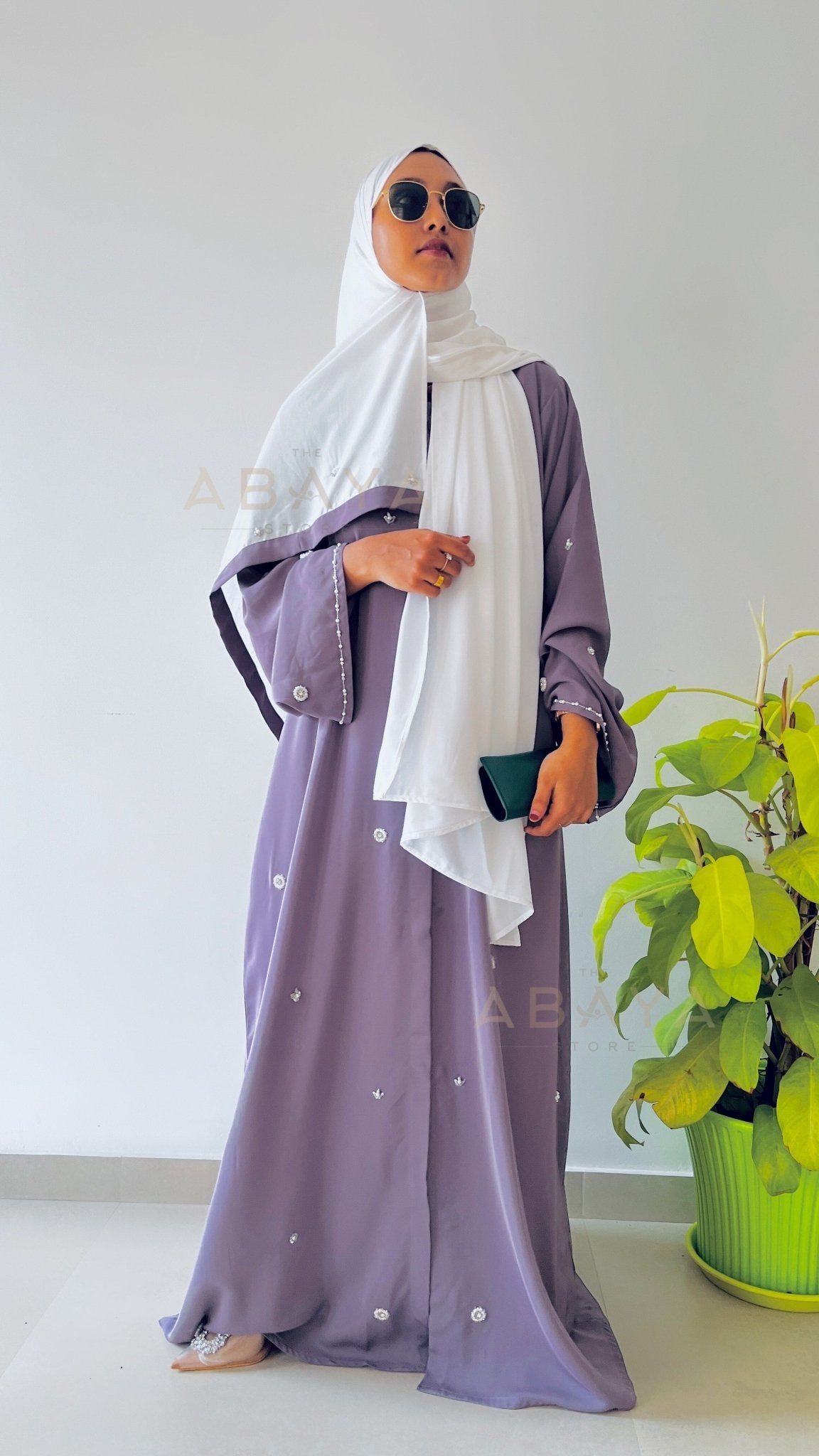 Delicately Handworked Buttoned Abaya - The Abaya Store