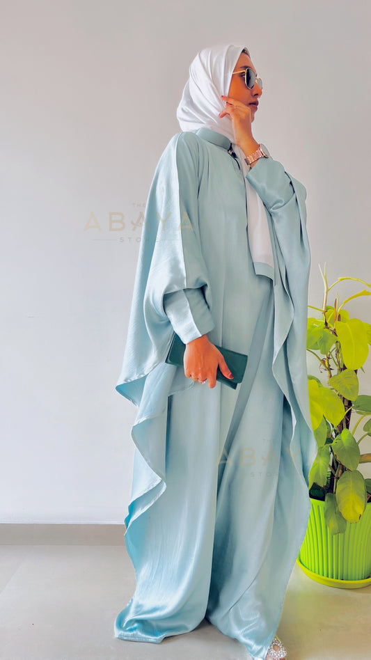 Satin Silk Kaftan in Mint - The Abaya Store