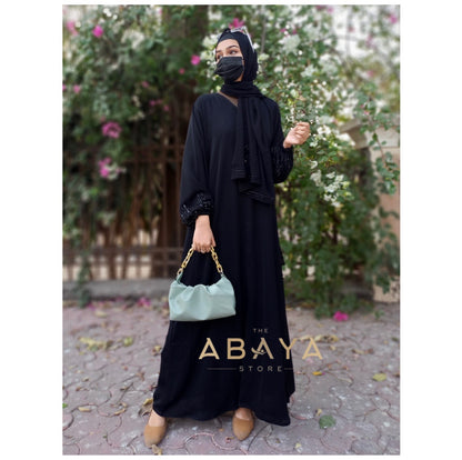 Elasticated Sleeves handworked Abaya - The Abaya Store