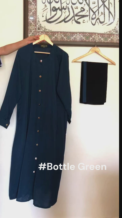 Gold Buttoned Basic Abaya