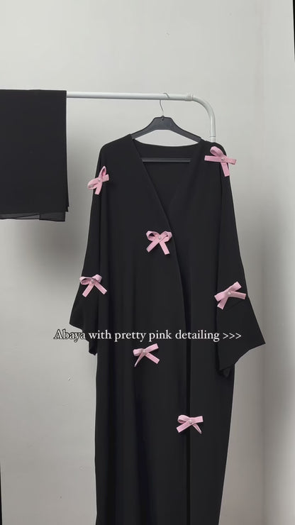 Pink Bow Bisht Abaya