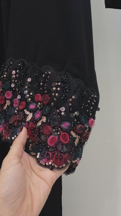 Elegant Floral lace Abaya