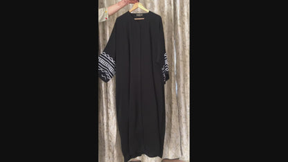 Embroidered Semi Bisht Buttoned Abaya