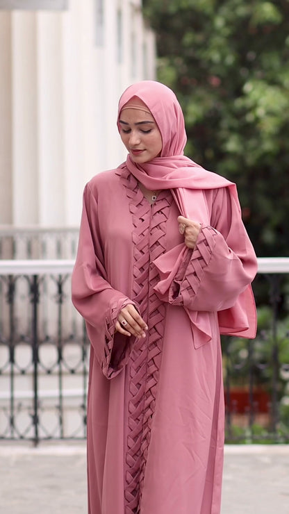 Braided Buttoned Abaya