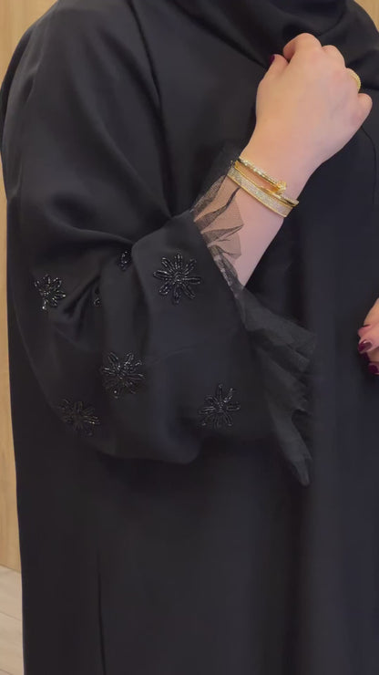 Delicate handwork Net Sleeves Abaya