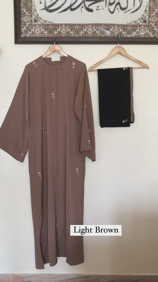 Delicately Embroidered Buttoned Abaya