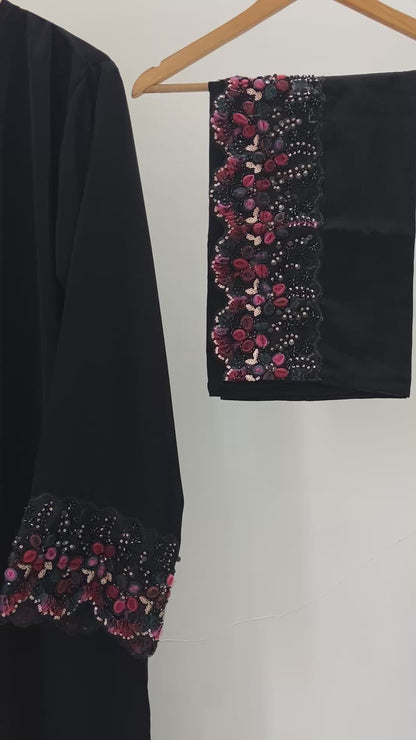 Elegant Floral lace Abaya