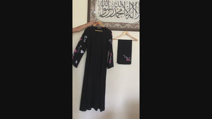 Floral Embroidered Sleeves Abaya