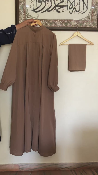 Basic Cuff Sleeves Buttoned Abaya