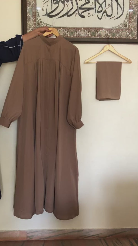 Basic Cuff Sleeves Buttoned Abaya