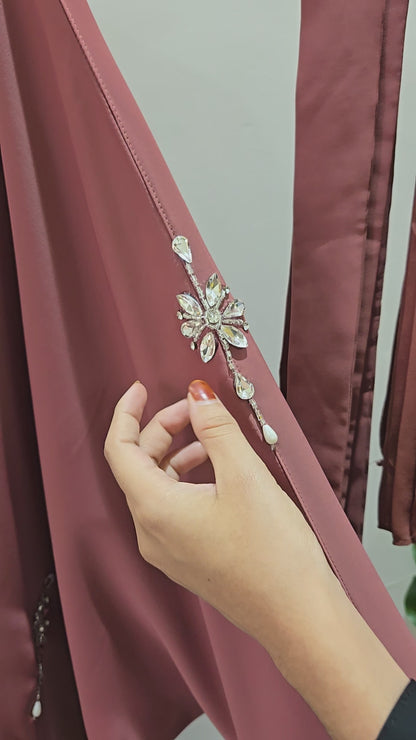 Aurelia Bloom Handworked Two piece Abaya