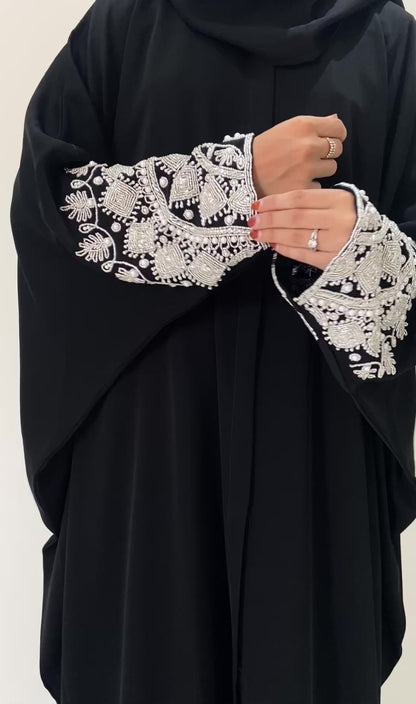 Luxury Black abaya with Elegant Handwork
