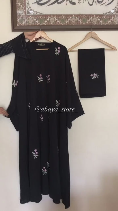 Embroidered Humaira Black Abaya