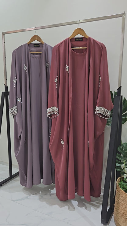 Aurelia Bloom Handworked Two piece Abaya