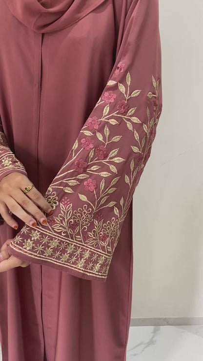 Handcrafted floral Embroidered abaya