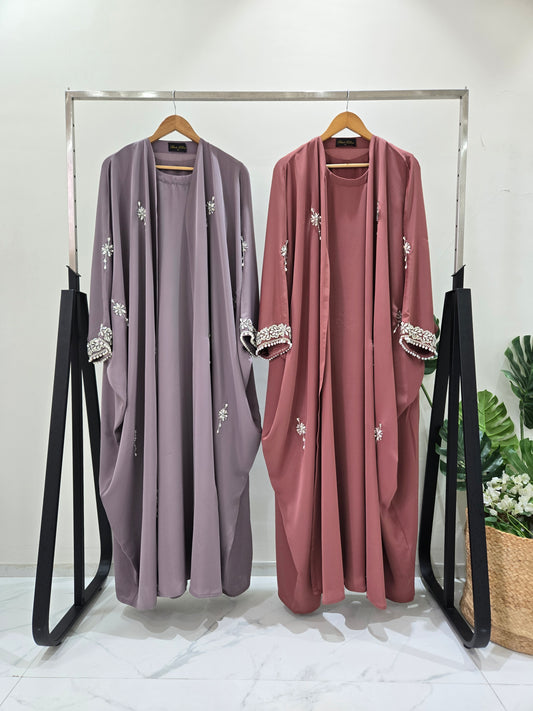 Aurelia Bloom Handworked Two piece Abaya