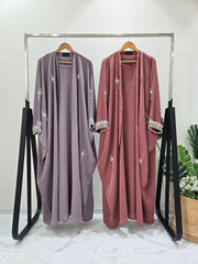 Aurelia Bloom Handworked Two piece Abaya