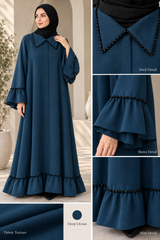 Crystal lace Abaya With Ruffled Hem